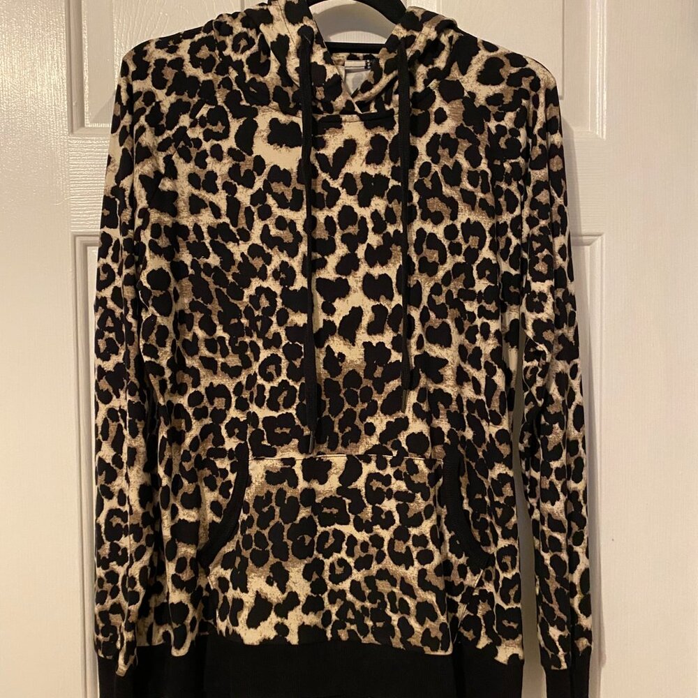 LIBBY Animal Print Hoodie Top Sz S-M